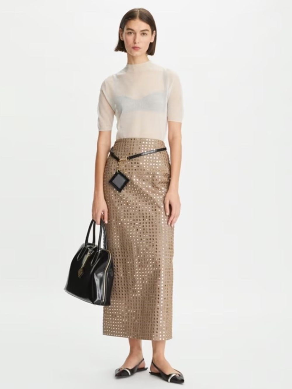 NWOT Tory Burch Layered Hand-Done Mirrorwork Mirror Skirt $2,798 8